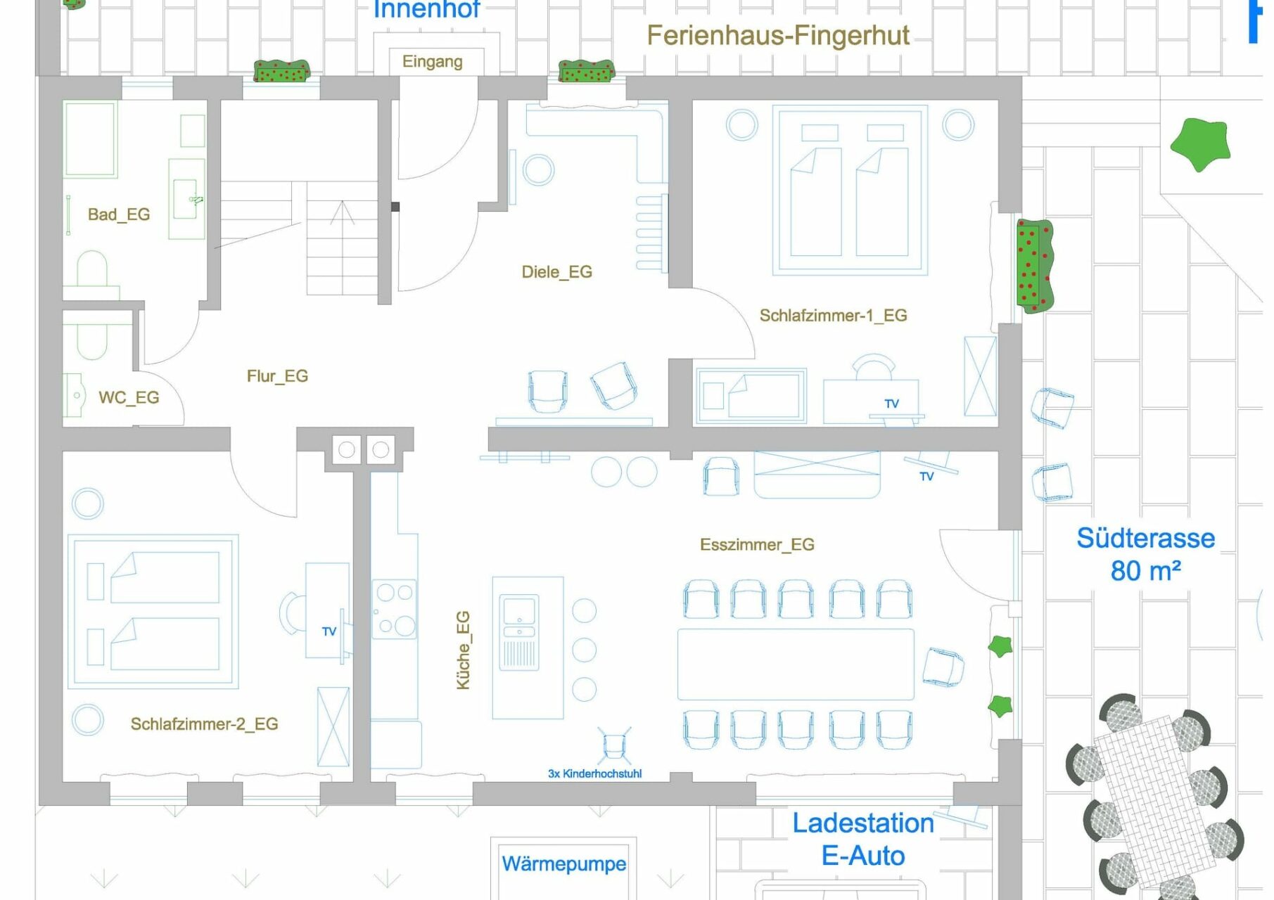 Grundriss EG Ferienhaus Fingerhut