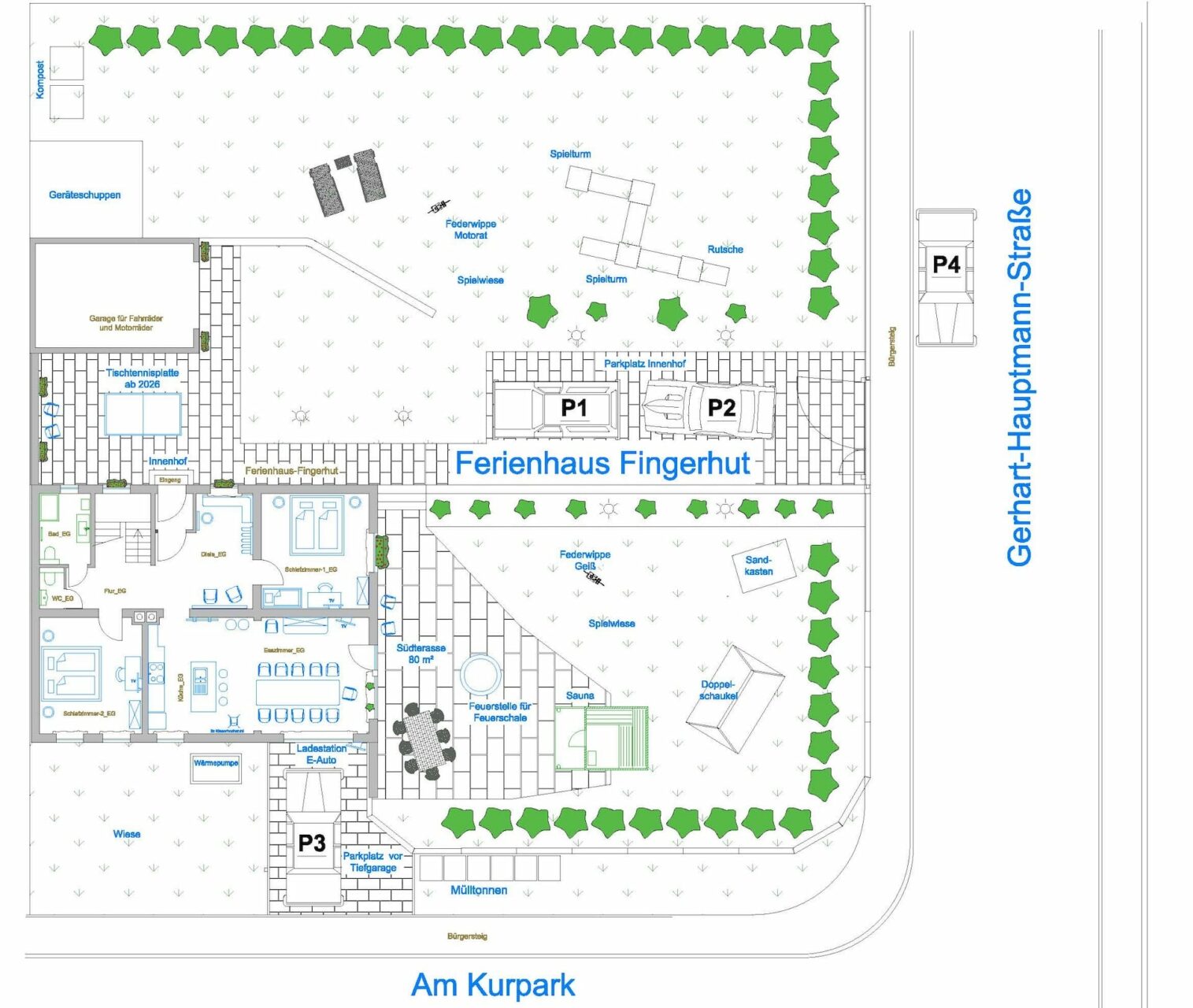 Grundriss Außengelände Ferienhaus Fingerhut