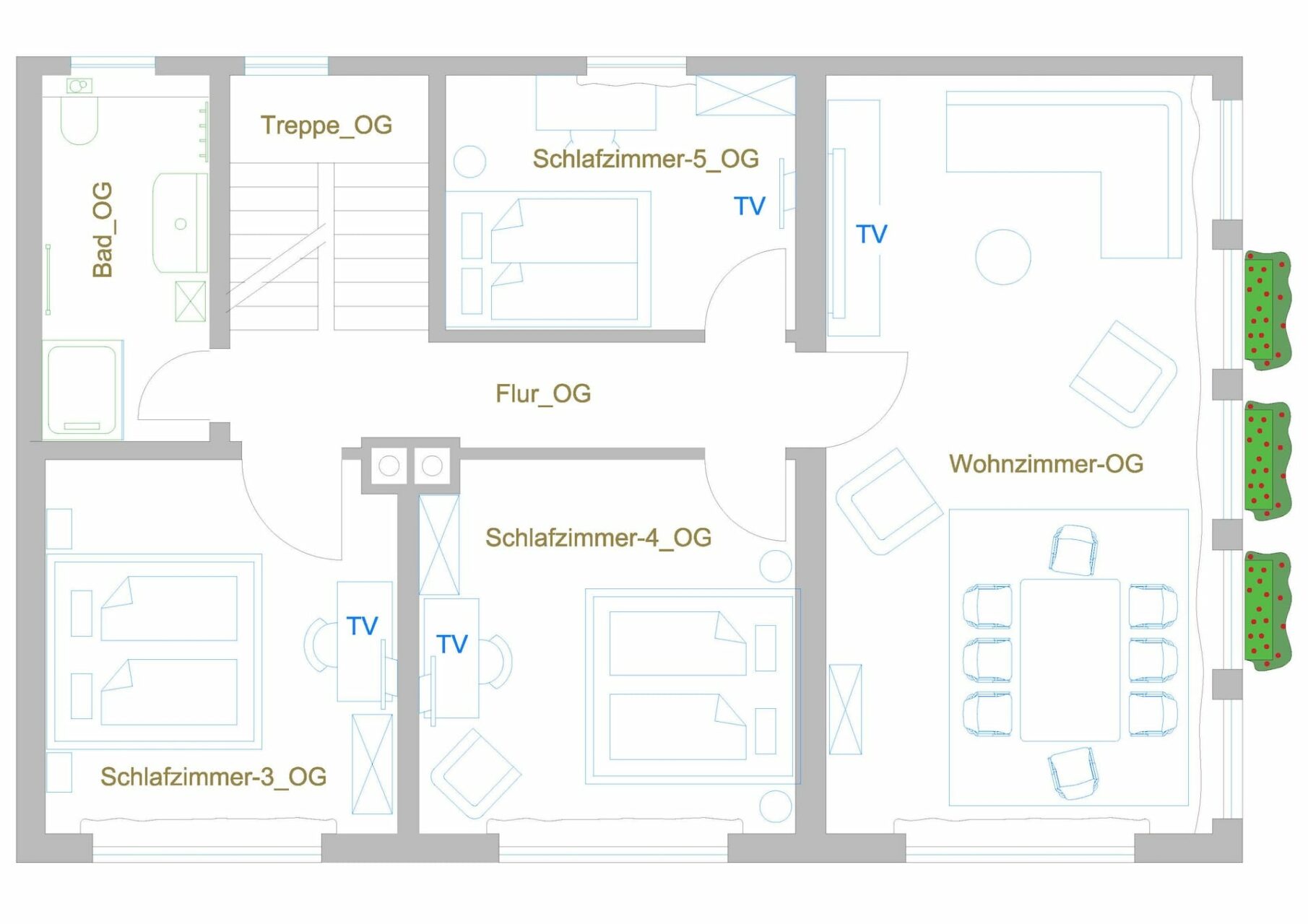 Grundriss OG Ferienhaus Fingerhut
